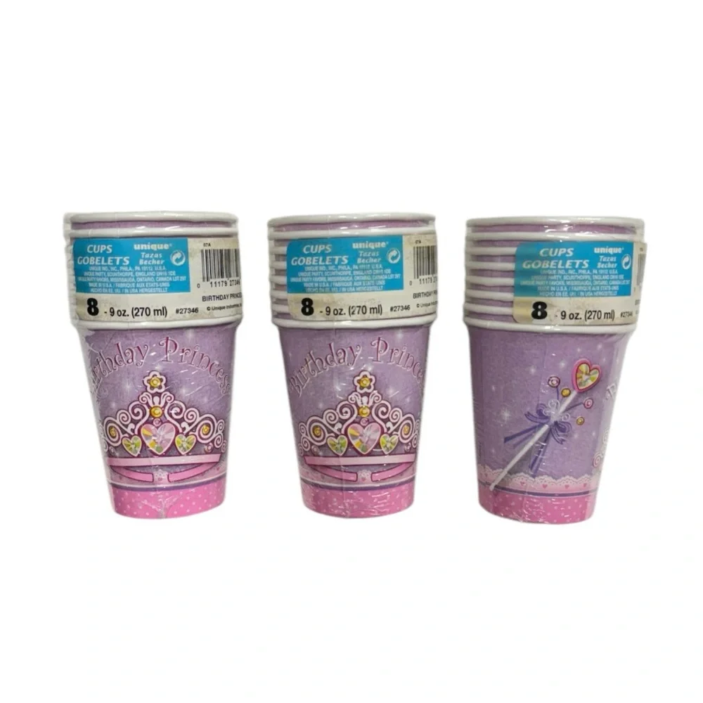 Unique brand 3 sets of 8 cute pink cups, 24 cups total brand new in packaging!